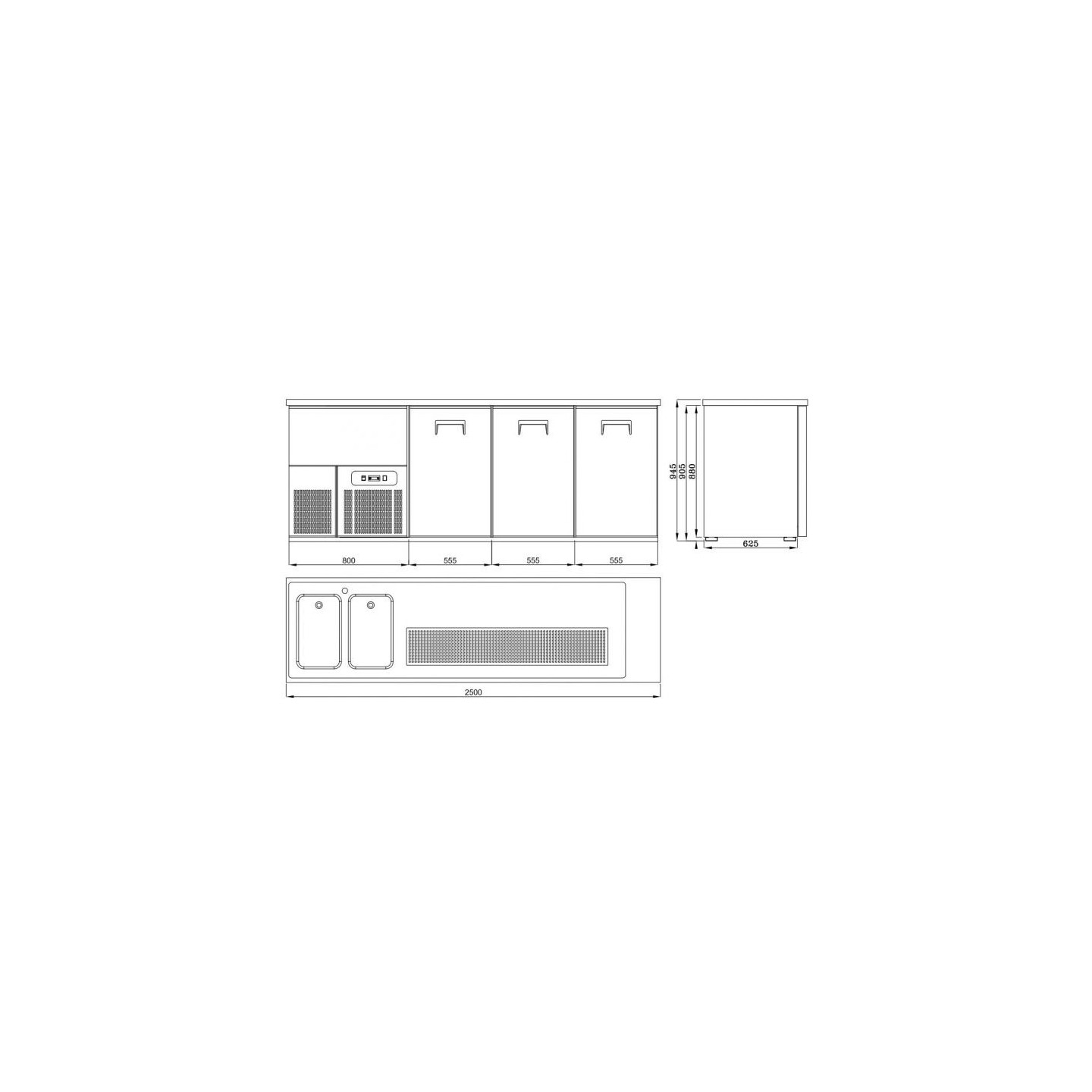 Refroidisseur de Bière 3 Portes 2L 7489.5345 Combisteel-mondialchr.com