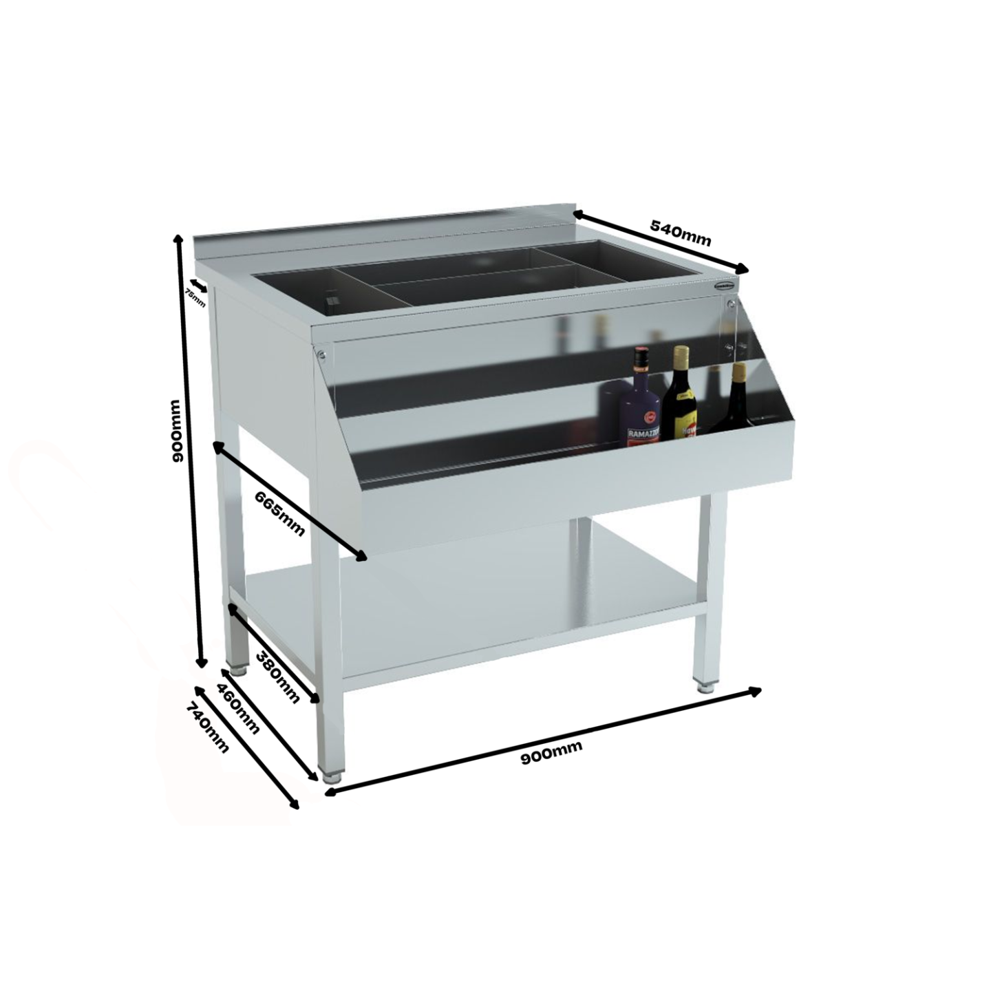 Bar à cocktails inox L900 pratique Combisteel 7084.0005–mondialchr.com