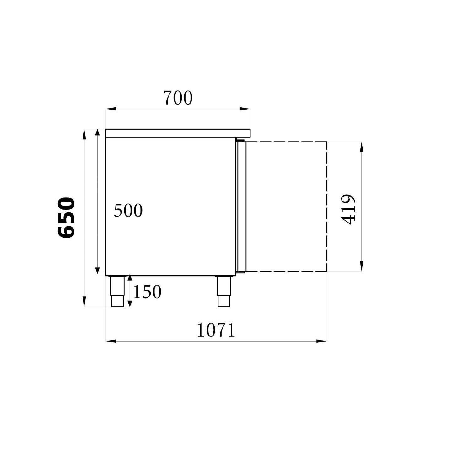 Table réfrigérée 4 portes 650 haute Combisteel 7450.0765–mondialchr.com
