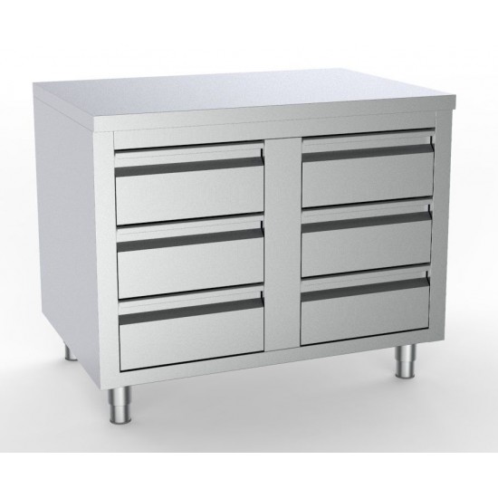 Table de travail inox 6 tiroirs Combisteel 7333.0284–mondialchr.com