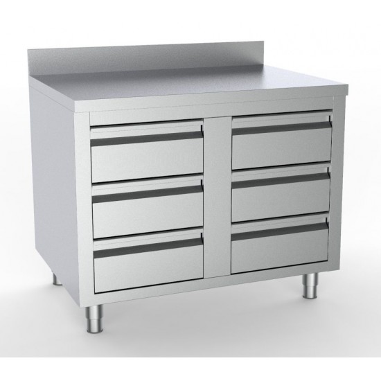 Table de travail inox 6 tiroirs Combisteel 7333.0286–mondialchr.com