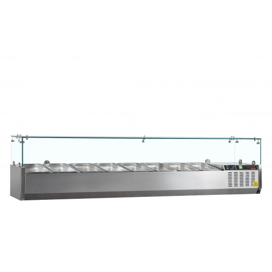 Vitrine réfrigérée GN1/4 bombée Inox GVC33-180 TEFCOLD-mondialchr.com