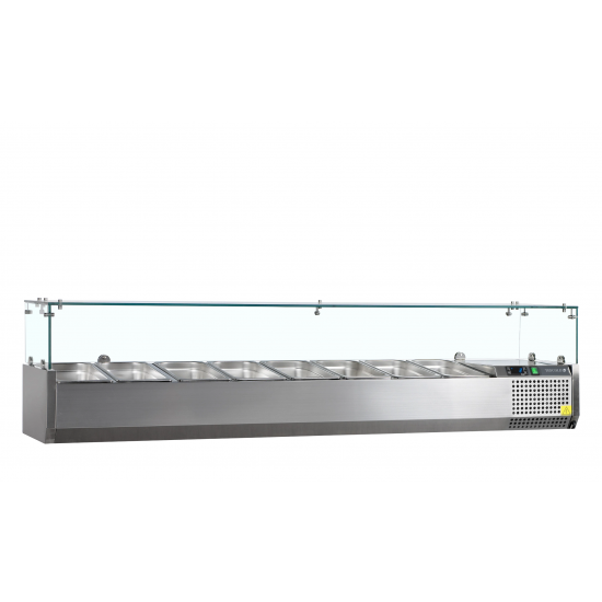 Vitrine réfrigérée GN1/4 Inox L1800mm VK33-180 TEFCOLD-mondialchr.com
