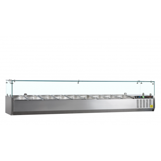 Vitrine réfrigérée GN1/4 Inox L2000mm GVC33-200 TEFCOLD-mondialchr.com