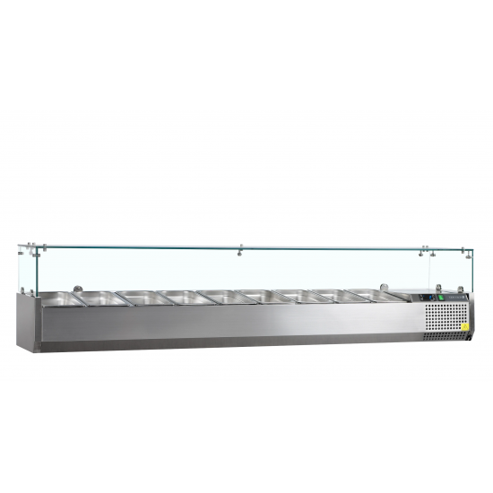 Vitrine réfrigérée GN1/4 Inox L2000mm VK33-200 TEFCOLD-mondialchr.com