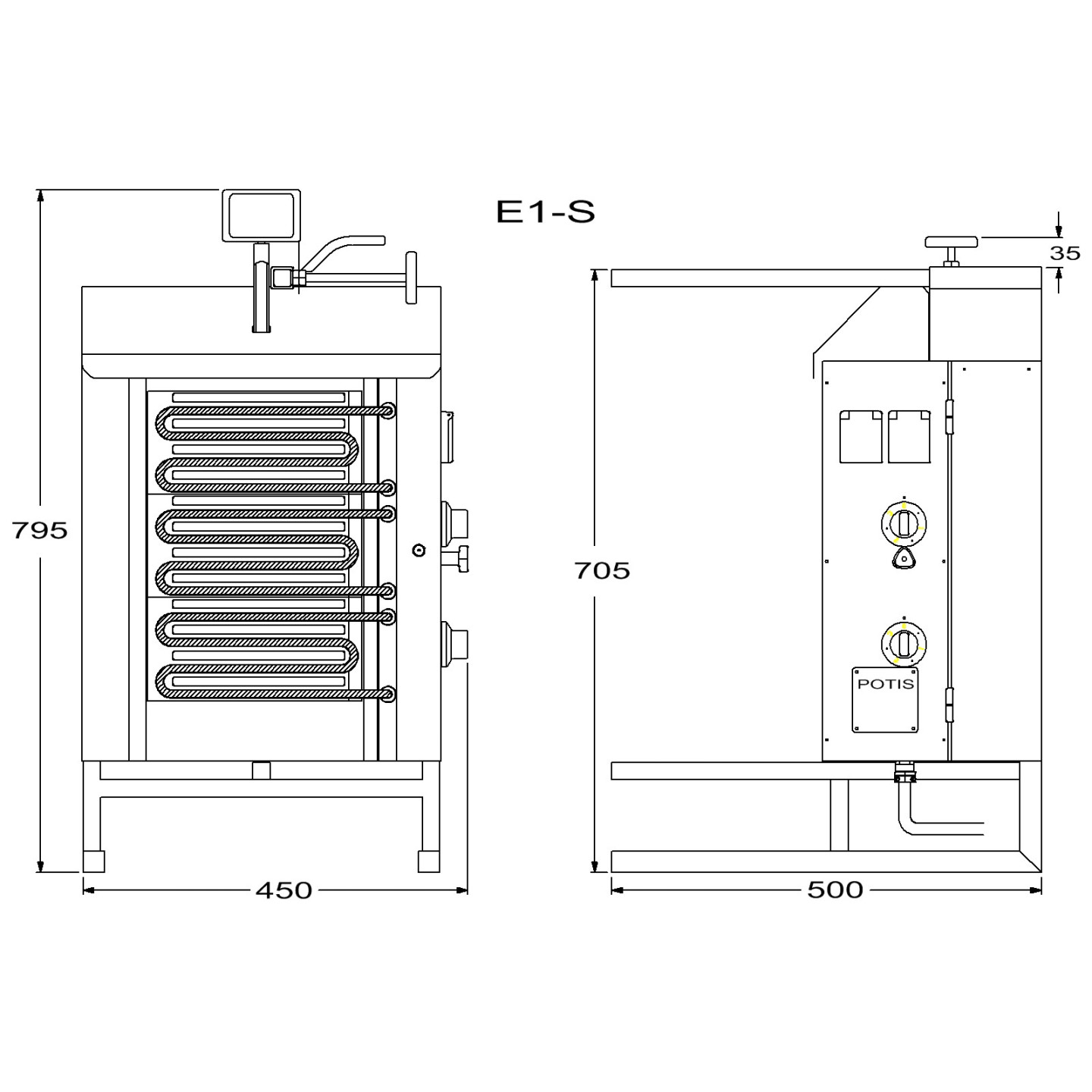 Machine électrique à kebab E1 POTIS