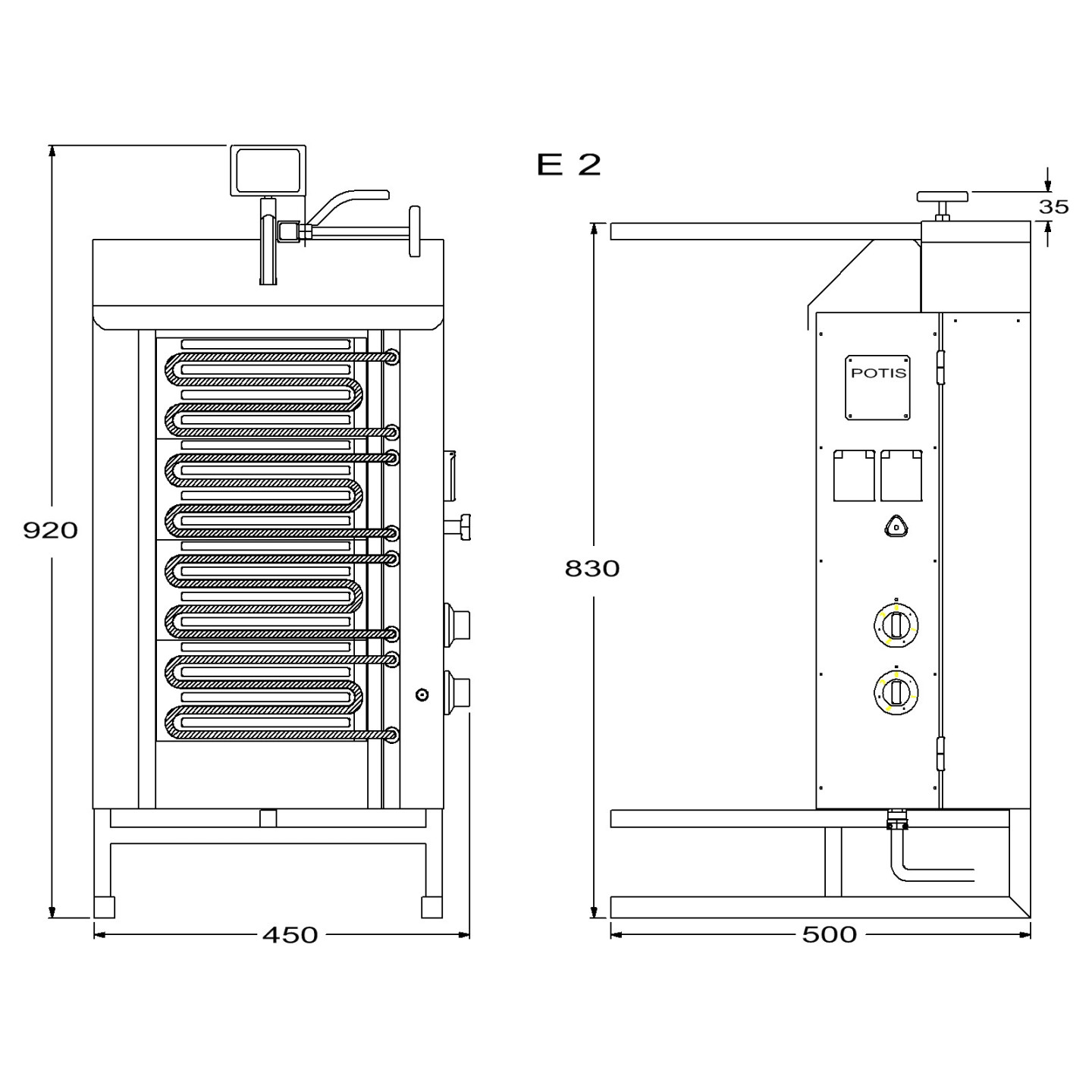 Machine électrique à kebab E2 POTIS