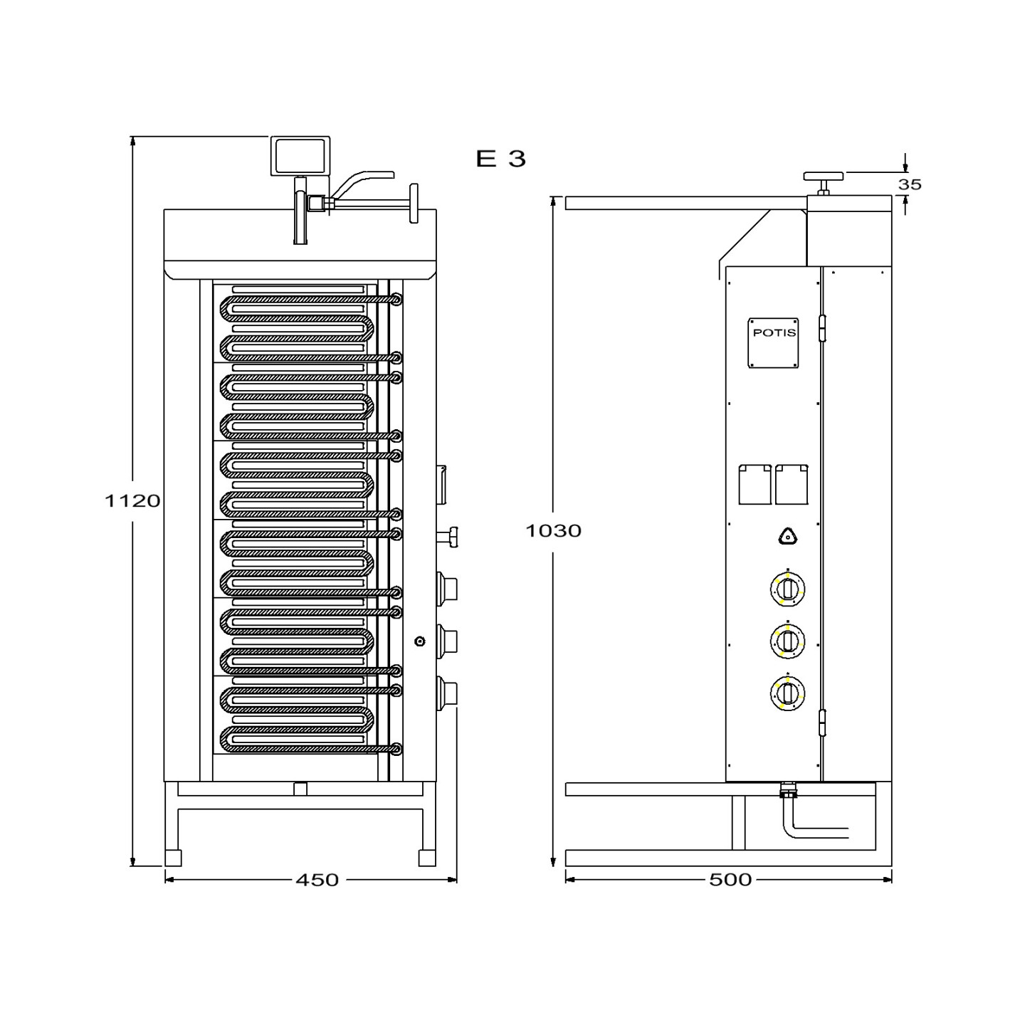 Machine électrique à kebab E3 POTIS