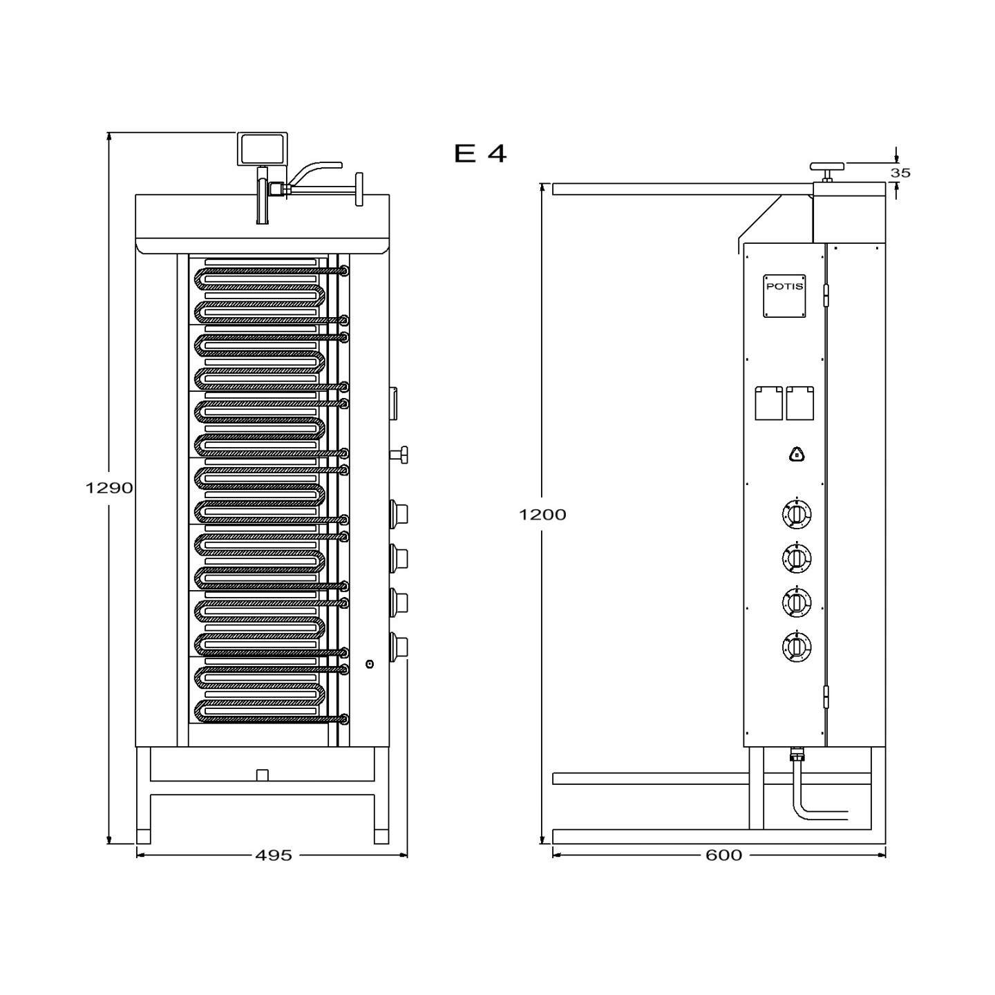 Machine électrique à kebab E4 POTIS