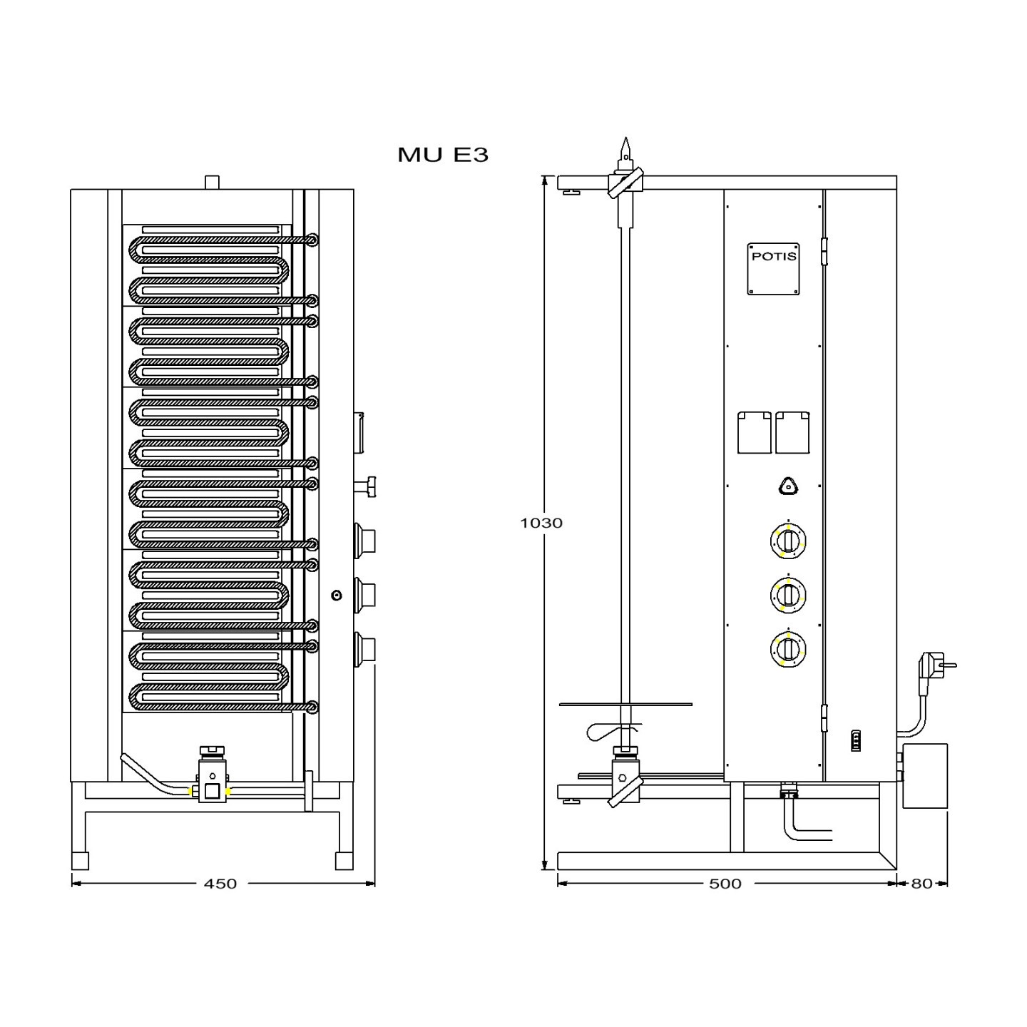 Machine électrique à kebab MU E3 POTIS