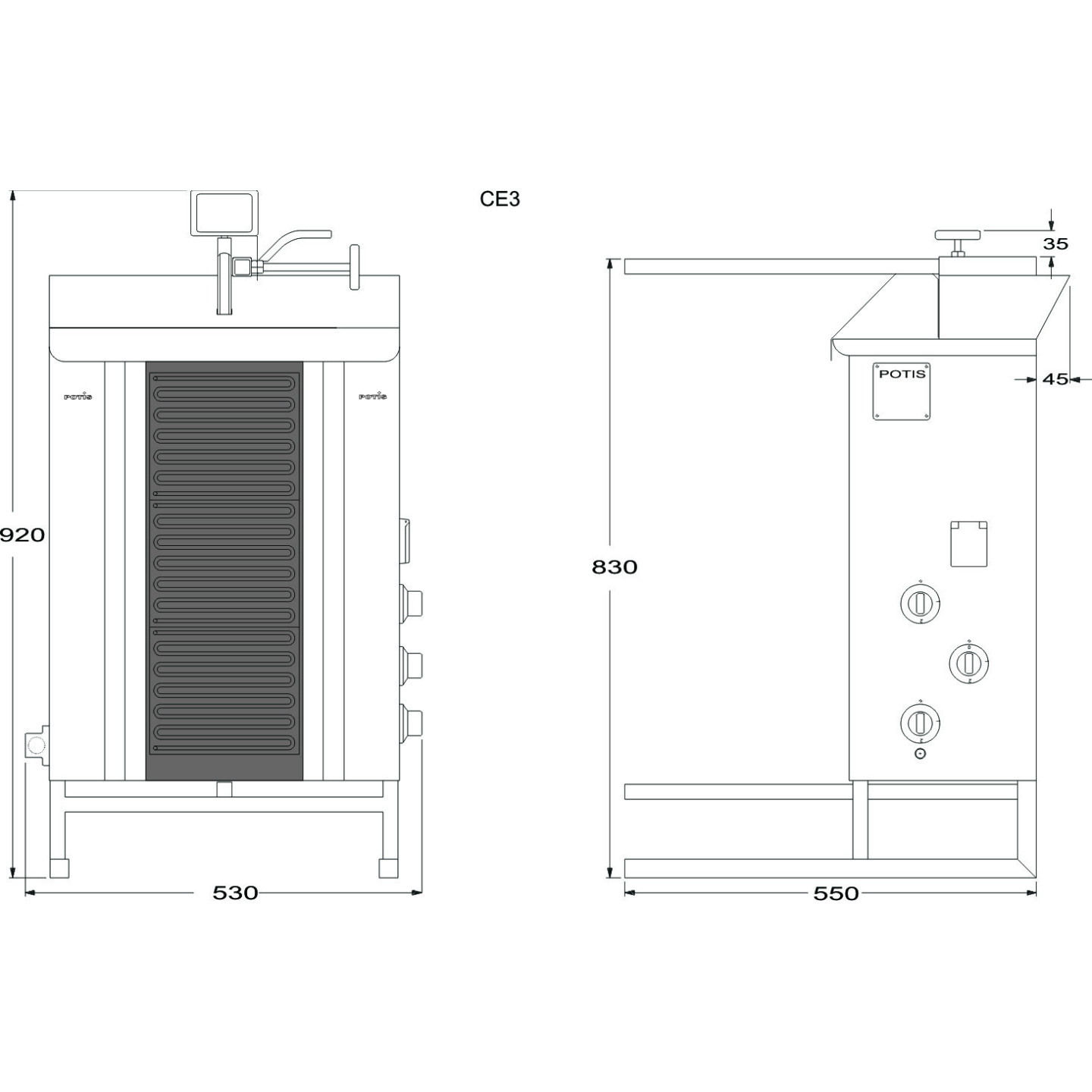 Machine électrique à kebab CE3 POTIS