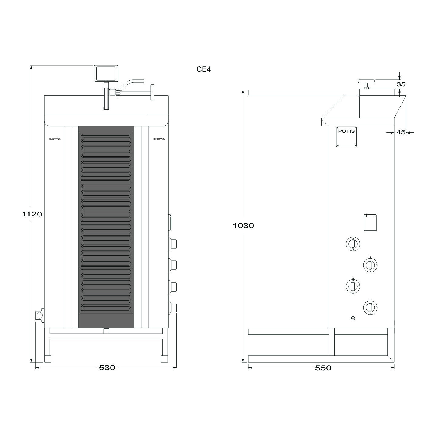 Machine électrique à kebab CE4 POTIS