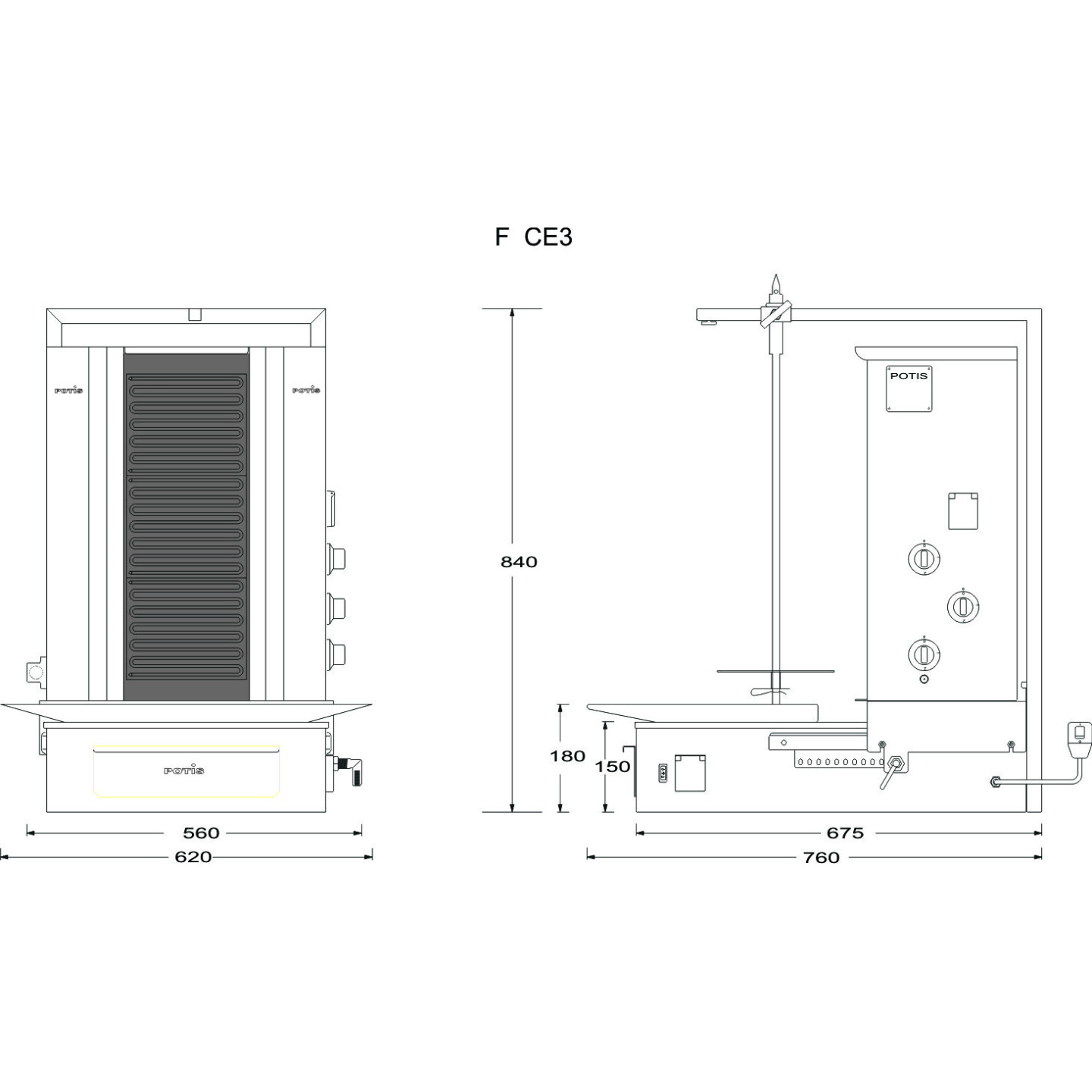 Machine électrique à kebab F CE3 POTIS
