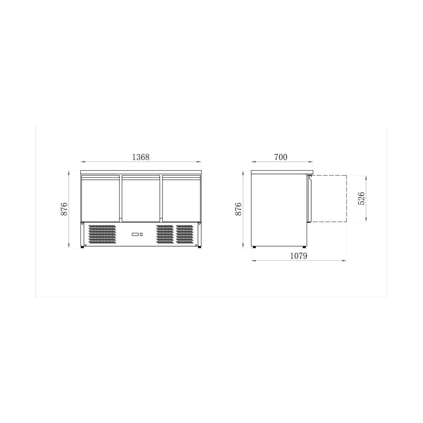 SALADETTE 3 Portes 368 L INT/EXT INOX/DOS GALVANISÉ SÉRIE STAR AFI