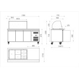 Table refrigérée 465 L 3 portes + Saladette ouverte Série star GN 1/1 AFI