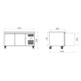 Table réfrigérée 390 LITRES POSITIVE 2 PORTES + PLAN INOX Série STAR AFI