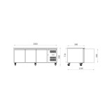 Table réfrigérée 580 LITRES POSITIVE 3 PORTES + PLAN INOX Série STAR AFI