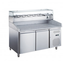 Meuble à pizza réfrigéré avec vitrine 2 portes 390 litres rehaussé Évaporateur traité AFI collin-lucy