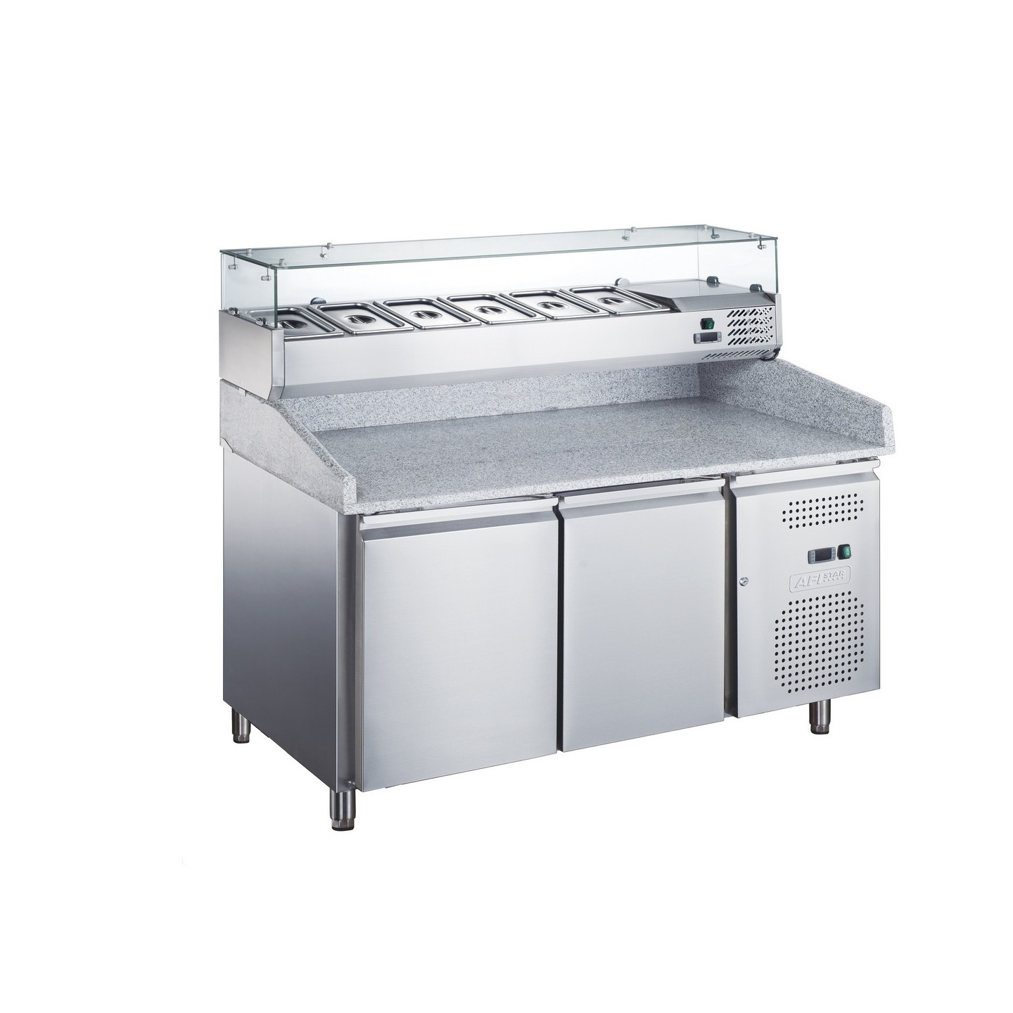 Meuble à pizza réfrigéré avec vitrine 2 portes 390 litres rehaussé Évaporateur traité AFI collin-lucy