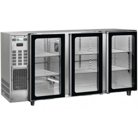 Arrière bar inox 390L 3portes vitrées Groupe logé AFI Collin-Lucy