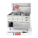 Fourneau wok 3 Bruleurs L 1390 Avec Rideau D’eau ASIA II CR  BERTRAND