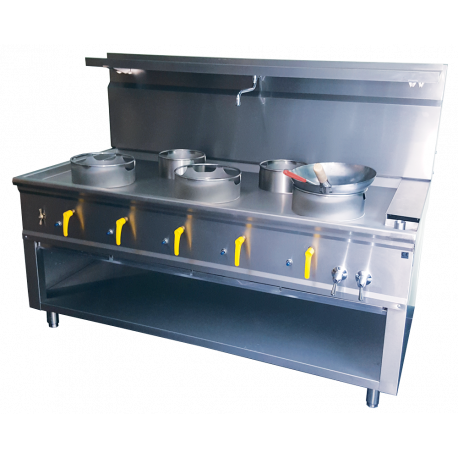 Fourneau wok 5 Bruleurs Avec Rideau D’eau ASIA II CR  BERTRAND