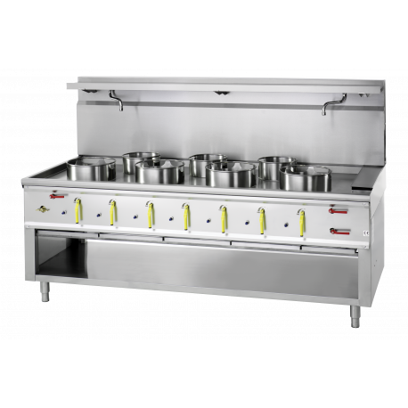 Fourneau wok 7 Bruleurs Avec Rideau D’eau ASIA II CR  BERTRAND