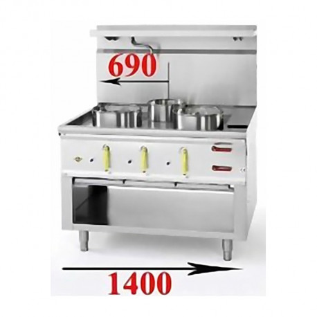 Fourneau wok 3 Bruleurs JUMBO Avec Rideau D’eau ASIA II CR BERTRAND