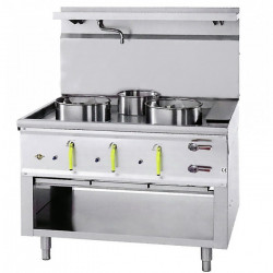 Fourneau wok 3 Bruleurs JUMBO Avec Rideau D’eau ASIA II CR BERTRAND