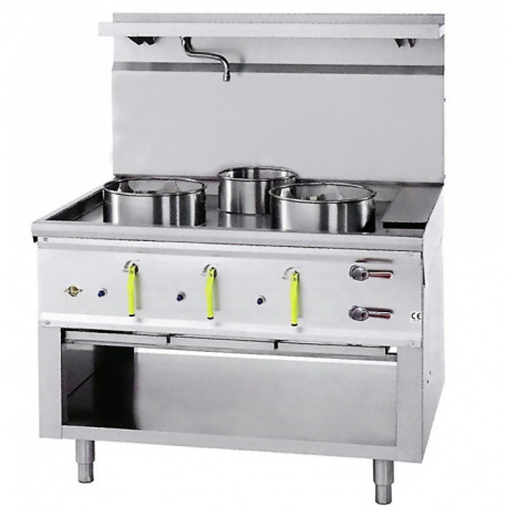 Fourneau wok 3 Bruleurs JUMBO Avec Rideau D’eau ASIA II CR BERTRAND