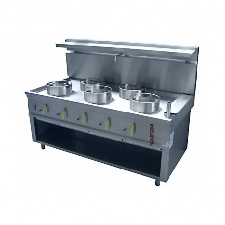 Fourneau wok 5 Bruleurs JUMBO Avec Rideau D’eau ASIA II CR BERTRAND