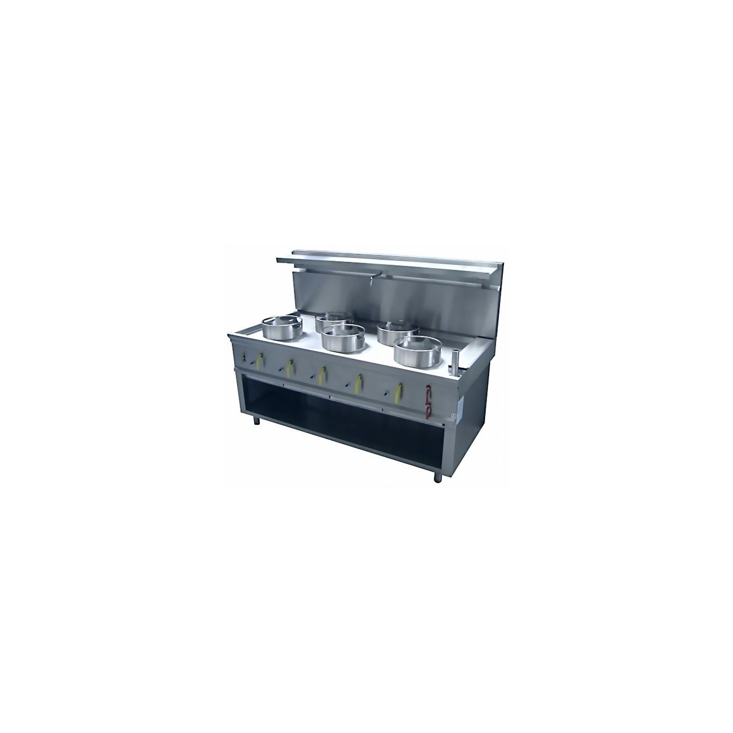 Fourneau wok 5 Bruleurs JUMBO Avec Rideau D’eau ASIA II CR BERTRAND