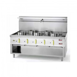 Fourneau wok 5 Bruleurs JUMBO Avec Rideau D’eau ASIA II CR BERTRAND