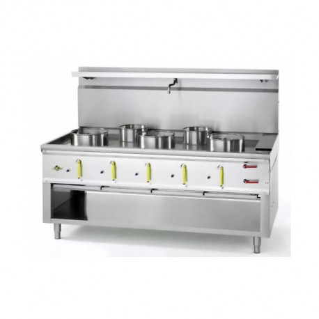 Fourneau wok 5 Bruleurs JUMBO Avec Rideau D’eau ASIA II CR BERTRAND