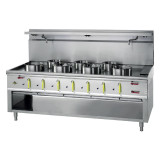 Fourneau wok 6 Bruleurs L 2250 (2xØ290) Avec Rideau D’eau ASIA II CR  BERTRAND
