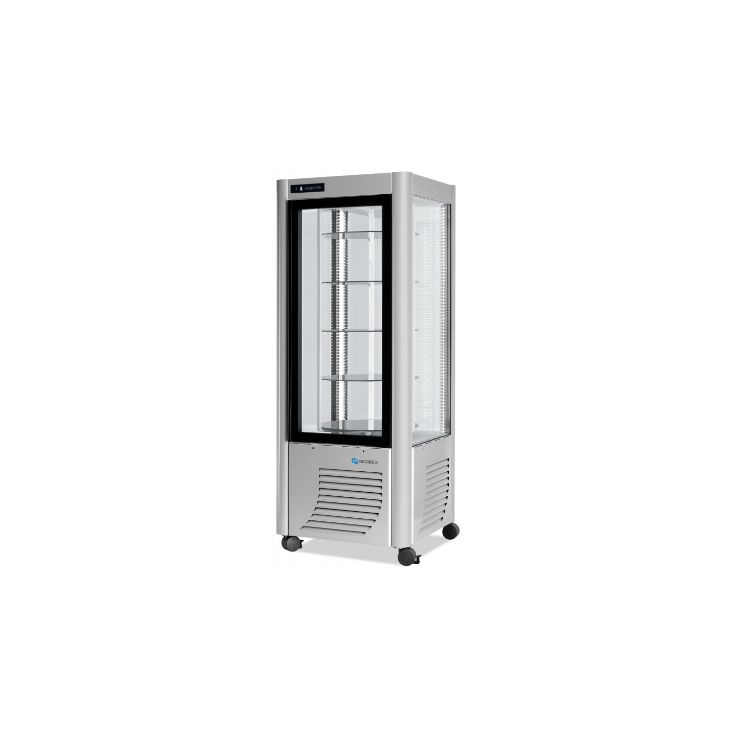 Vitrine réfrigérée positive ventilée 4 faces vitrées spécial chocolat étagères rondes SCAIOLA