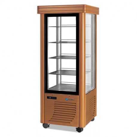 Vitrine réfrigérée positive ventilée 4 faces vitrées spécial chocolat verni en bois SCAIOLA