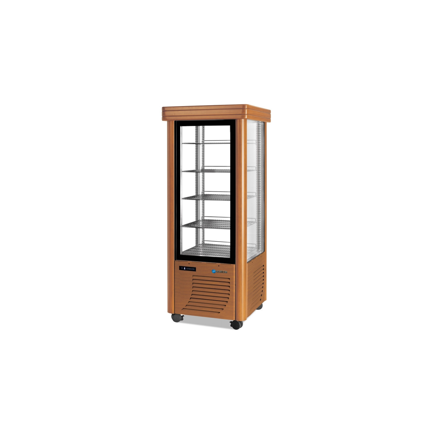 Vitrine réfrigérée positive ventilée 4 faces vitrées spécial chocolat verni en bois SCAIOLA