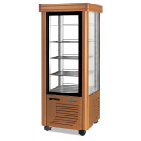 Vitrine réfrigérée positive 400L 4 faces vitrées classique verni en bois étagères carrées SCAIOLA