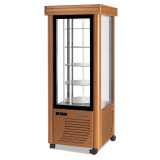 Vitrine réfrigérée positive 400L 4 faces vitrées classique verni en bois étagères rondes SCAIOLA