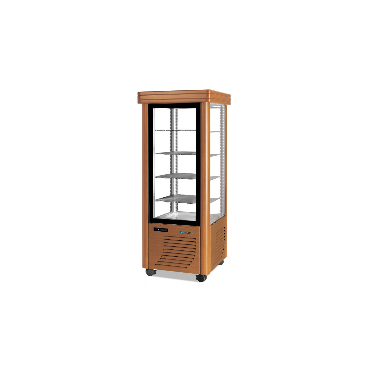 Vitrine réfrigérée négative statique 400L 4 faces vitrées verni en bois SCAIOLA