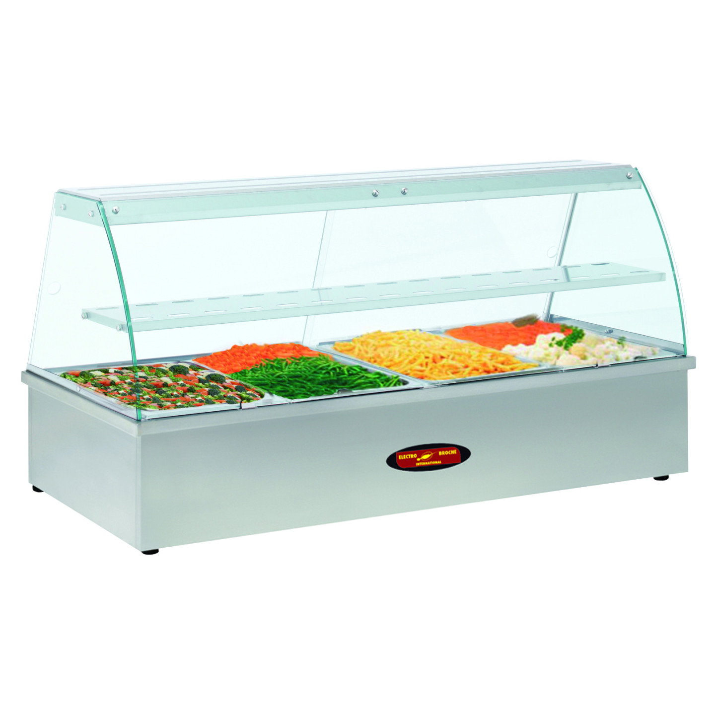Vitrine chauffante bain marie à poser 4 GN1/1 Vitre bombée