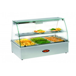 Vitrine chauffante bain marie à poser 3 GN1/1 Vitre bombée