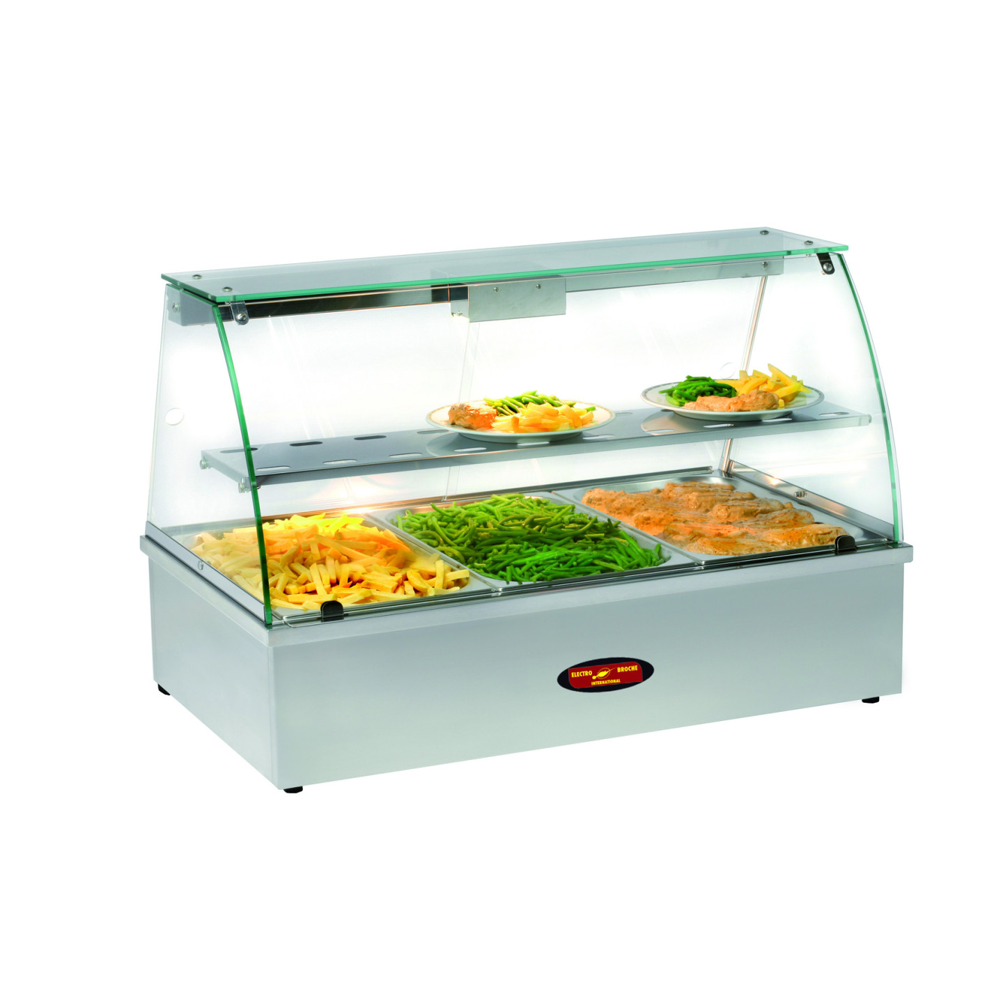 Vitrine chauffante bain marie à poser 3 GN1/1 Vitre bombée