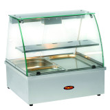 Vitrine chauffante bain marie à poser 2 GN1/1 Vitre bombée