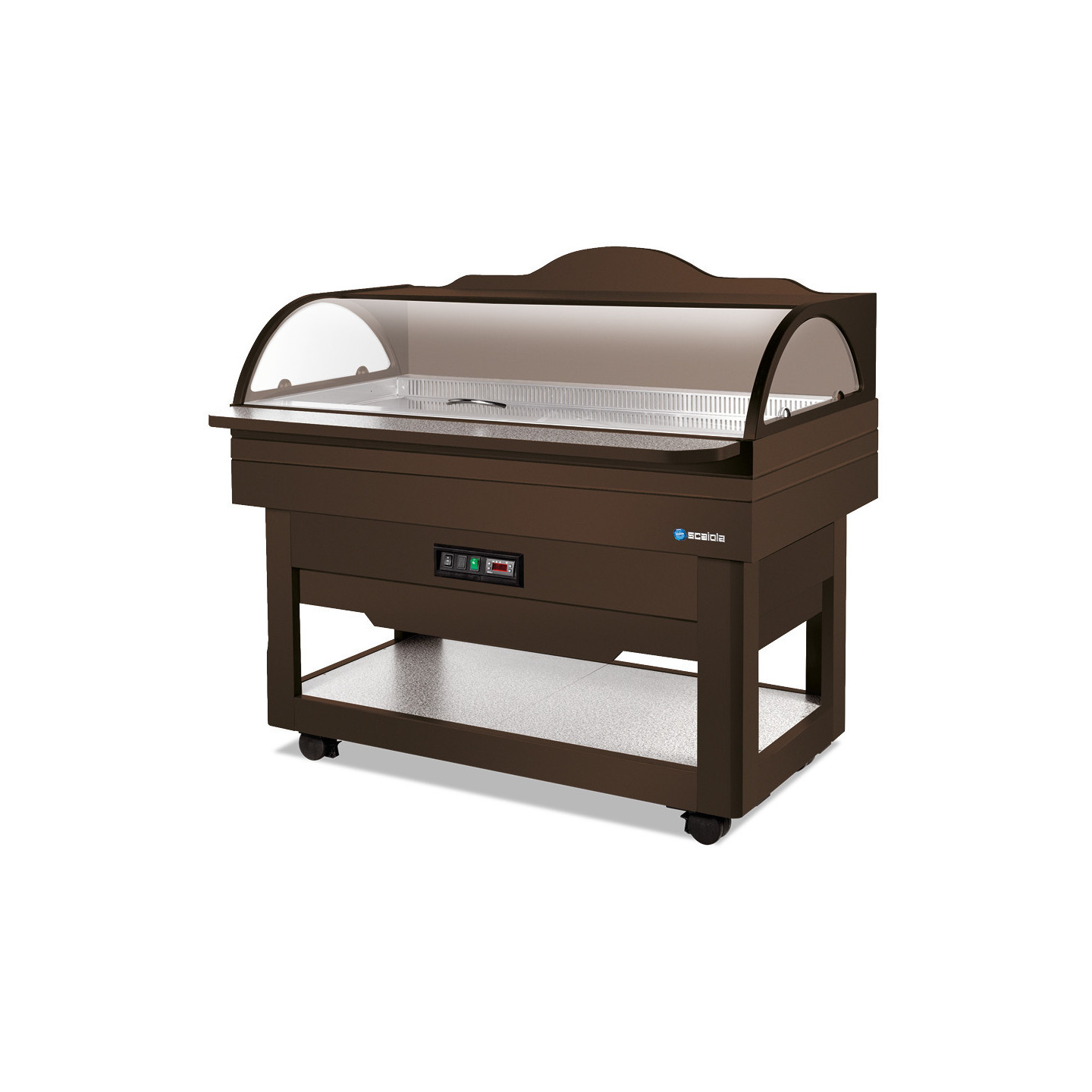 Buffet réfrigéré mural avec cuve pour bacs GN1/1 en bois noyer clair SCAIOLA