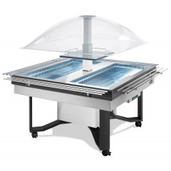 Buffet réfrigéré central carré avec cuve pour bacs GN1/1 AVEC TABLETTE SCAIOLA