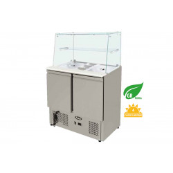 Saladette réfrigérée 300L 2 portes GN1/1 INT/EXT INOX pare haleine droit Atosa