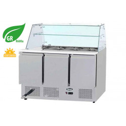 Saladette réfrigérée 380L 3 portes GN1/1 INT/EXT INOX pare haleine droit Atosa