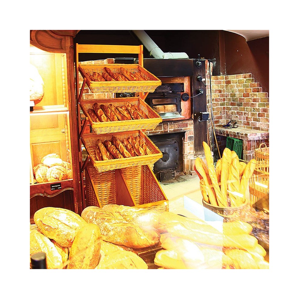 Presentoir et panetières bois osier boulpat prolinea pour pain dans une boulangerie -mondialchr.com